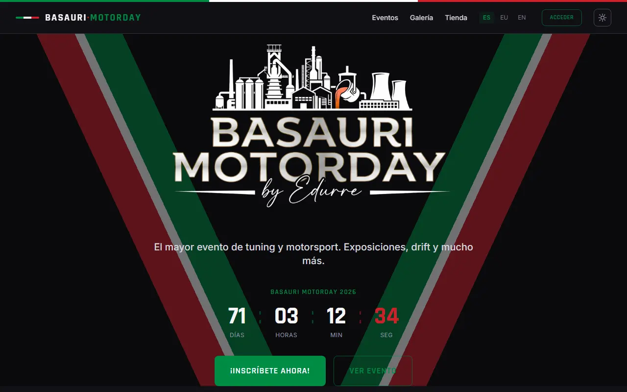Screenshot of the Basauri Motorday website